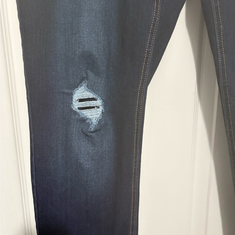 Time & Tru Dark Blue Distressed Skinny Jeans - Picture 3 of 6